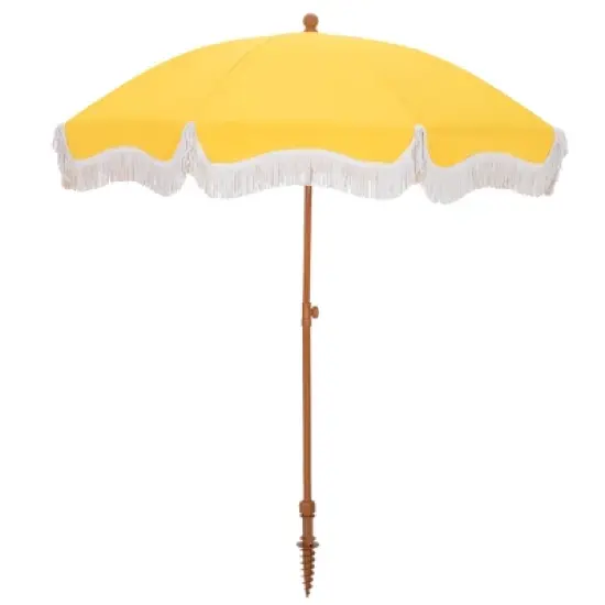 Captiva Designs 7ft Fringed Elegant Valance Crank Tilt Patio Market Umbrella image {6}