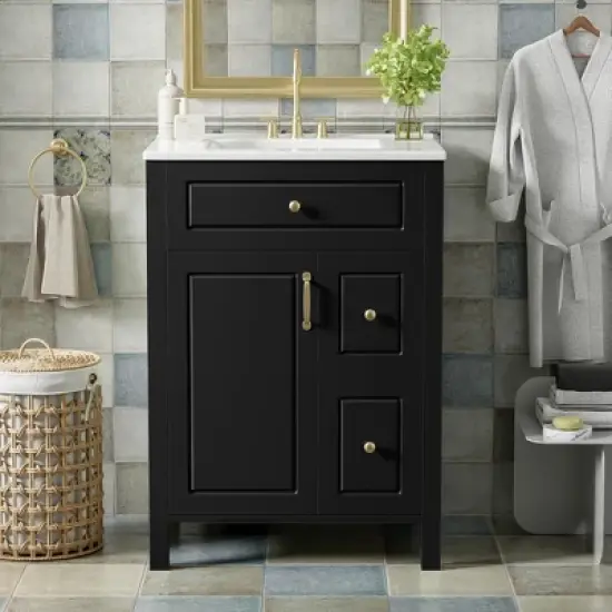 Merax 24-Inch Bathroom Vanity with Ceramic Sink, Soft Close Doors & Drawers image {9}