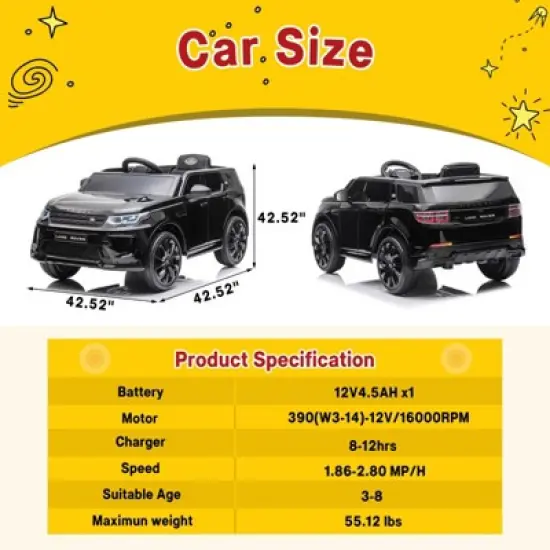 Licensed Land Rover Kids Electric Car, 12V Ride On Toy for Kids 3-8, Electric Car with Parent Remote Control image {1}