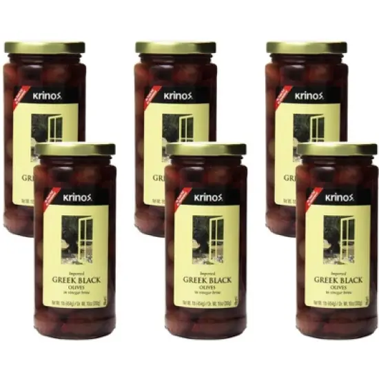 Krinos Greek Black Olives - 6 pack, 16 oz image {3}