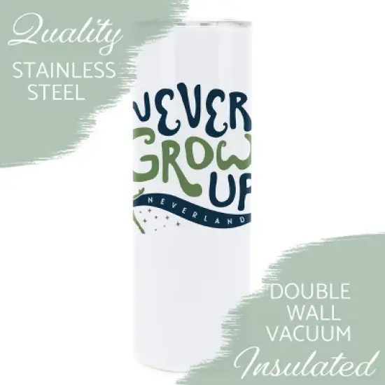 Elanze Designs Never Grow Up Neverland Navy and Green 20 ounce Stainless Steel Travel Tumbler with Lid For Your On The Go Beverages image {2}