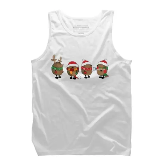 Men's Design By Humans Christmas hedgehogs By Mangulica Tank Top image {6}