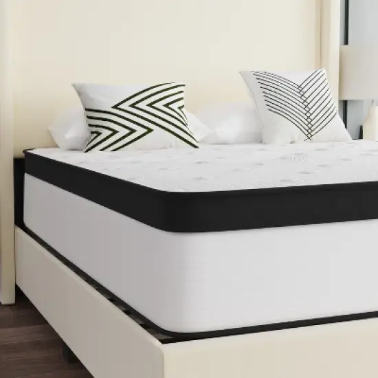 Emma and Oliver Hybrid Mattress in a Box with CertiPUR-US Certified Foam, Pocket Spring Core & Knit Fabric Top for All Sleep Positions image {3}