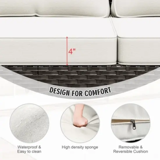 YARDSIGHT Outdoor Patio Furniture,3-Seat Wicker Sofa with Waterproof Cover & Anti-Slip Cushions image {2}