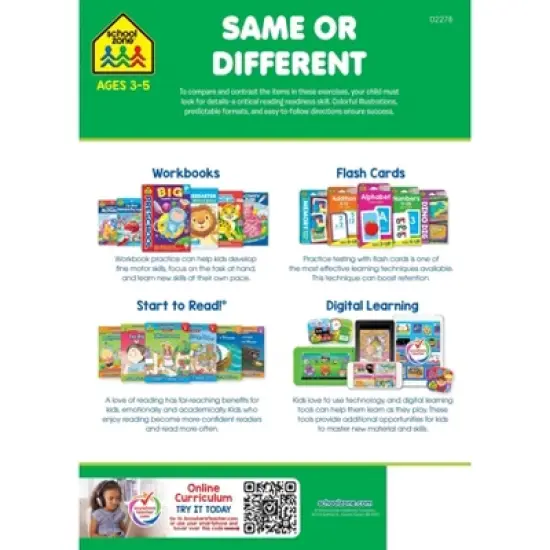 School Zone Same or Different Workbook - (Paperback) image {1}