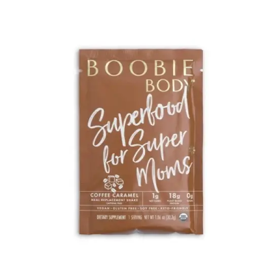 Boobie Body Organic Superfood Plant-Based Protein Shake Coffee Caramel - 1.03oz -10 Single Serve Packets image {1}