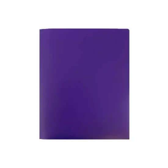 JAM Paper Heavy Duty Plastic Two-Pocket School Folders Purple 108/Pack 383HPUB image {4}
