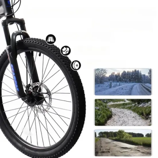 INFURNIC Bicycles, 24 Inch Mountain Bike with Adjustable Seat, Commute Bicycle for Men and Women, Black, 65"*25"*36" image {4}