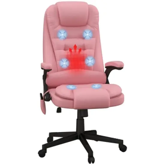HOMCOM High-Back Massage Office Chair, Heated Reclining Computer Chair with Remote image {6}