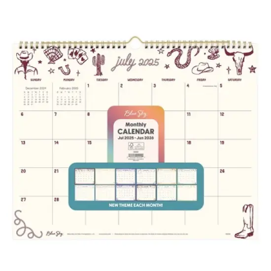 Blue Sky 15"x12" 2025-2026 Monthly Wall Calendar Pop Culture Assorted image {2}