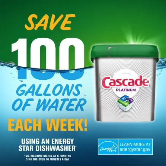 Cascade Lemon Scent Platinum ActionPacs Dishwasher Detergents image {10}