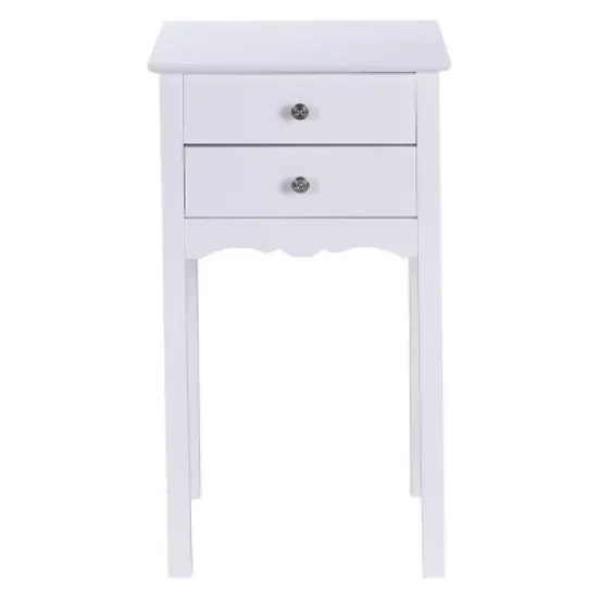 Costway 2 PCS Side Table End Accent Table Night Stand W/ 2 Drawers White image {4}
