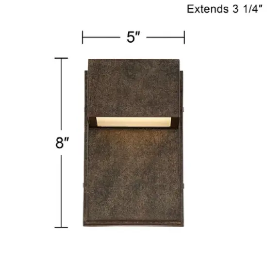 Possini Euro Design Lyons Modern Industrial Outdoor Wall Light Fixtures Set of 2 Bronze Black Box Frame LED 8" for Post Exterior Barn image {3}