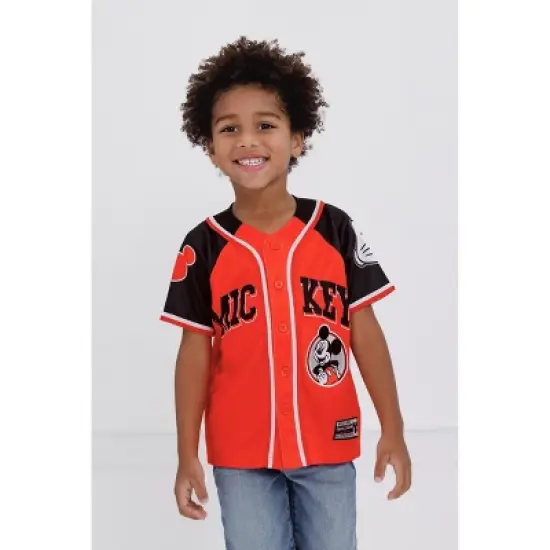 Disney Mickey Mouse Mesh Baseball Jersey Button Down Dress Shirt Toddler image {1}