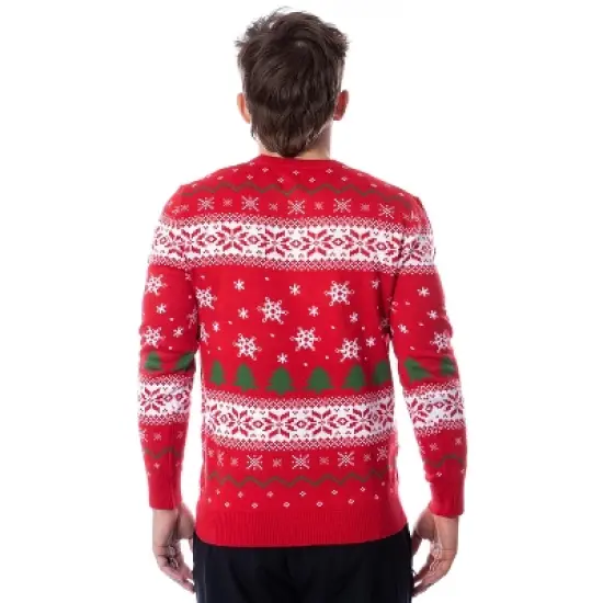 SpongeBob SquarePants Men's Snowflake Catching Ugly Sweater Knit Pullover image {3}