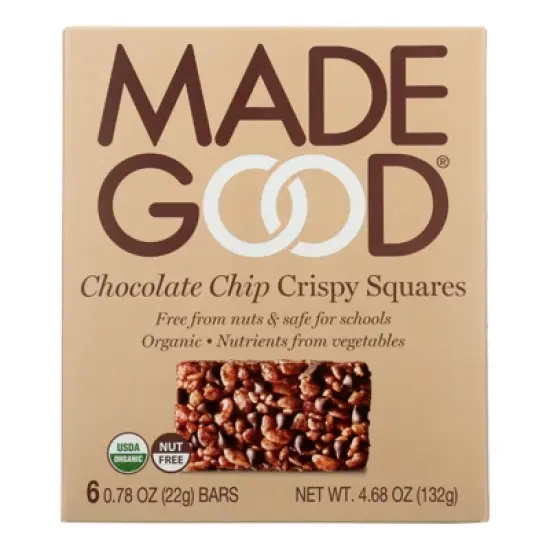 Made Good Chocolate Chip Crispy Squares - Case of 6/4.68 oz image {1}