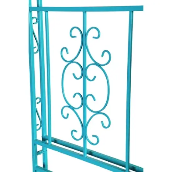 Evergreen Montebello Iron Garden Arbor, Coastal Blue- 53 x 84 x 23 Inches Fade and Weather Resistant Outdoor Decor image {8}