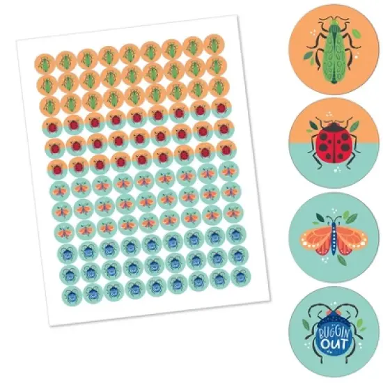 Big Dot of Happiness Buggin' Out - Bugs Birthday Party Round Candy Sticker Favors - Labels Fits Chocolate Candy (1 sheet of 108) image {1}