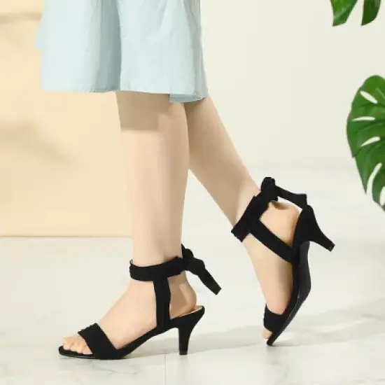 Perphy Women's Open Toe Ankle Tie Bridal Kitten Heels Sandals image {1}