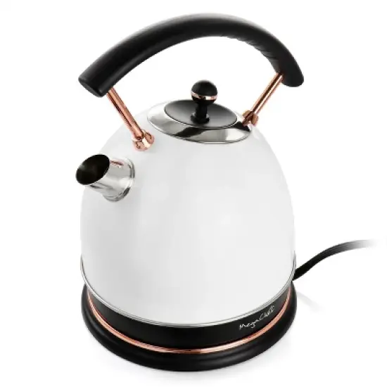 MegaChef 1.8 Liter Half Circle Electric Tea Kettle in White image {1}