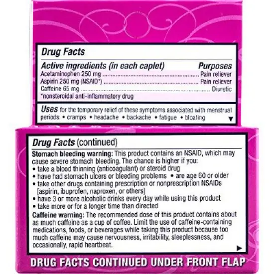 Pamprin Maximum Strength Max Pain and Energy Formula Menstrual Period Symptoms 24 Caplets image {2}