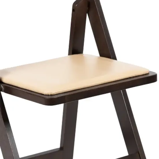 Emma and Oliver Chocolate Wood Folding Chair with Detachable Vinyl Padded Seat image {6}