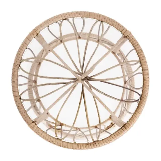 Emma and Oliver 3 Piece Boho Patio Set - Faux Rattan Rope Papasan Style Chairs with Cushions and Glass Topped Side Table image {12}