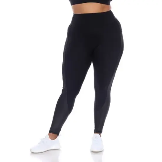 Plus Size High-Waist Mesh Fitness Leggings - White Mark image {4}