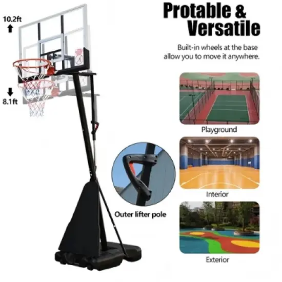 SKONYON 54 in. Portable Basketball Hoop System, Height Adjustable image {2}