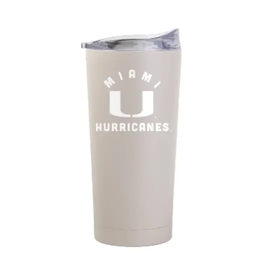 NCAA Miami Hurricanes Sand Powder Coat Tumbler - 20oz: Stainless Steel Insulated Drinkware image {1}