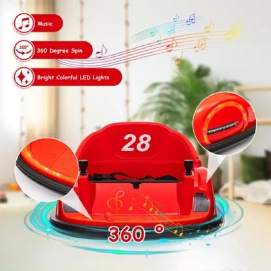 Garvee 12V Electric Bumper Car for Kids with Remote Control &ndash; 360 Degree Spin, LED Lights, Music, Battery Powered Ride-On Toy for Toddlers image {4}