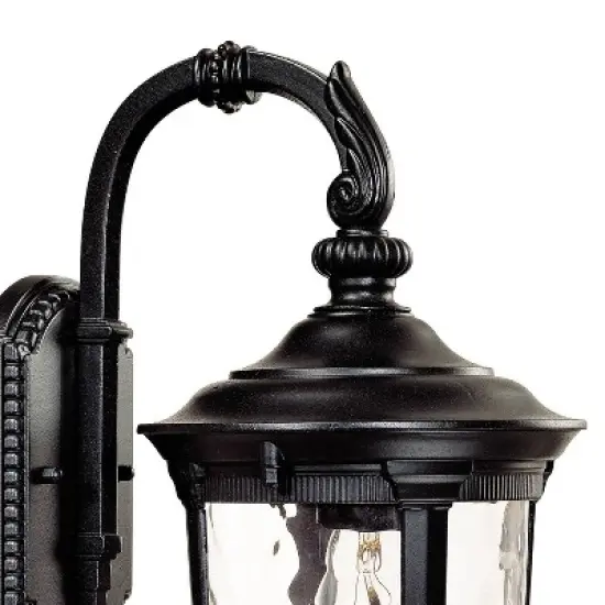 John Timberland Bellagio Vintage Outdoor Wall Light Fixtures Set of 2 Texturized Black Downbridge 16 1/2" Clear Hammered Glass for Post Exterior Barn image {2}