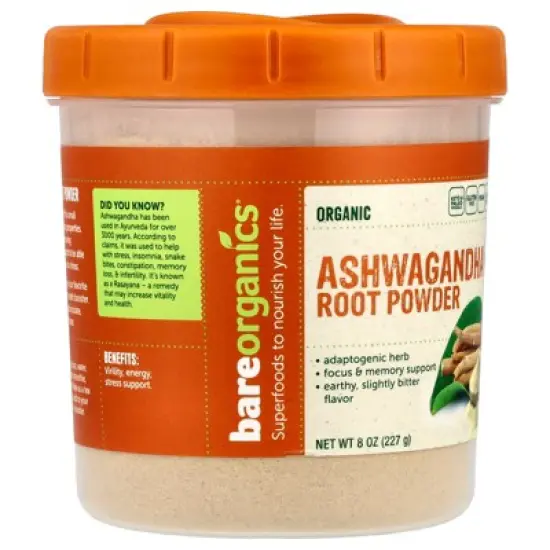 BareOrganics Ashwagandha Root Powder, 8 Oz image {3}
