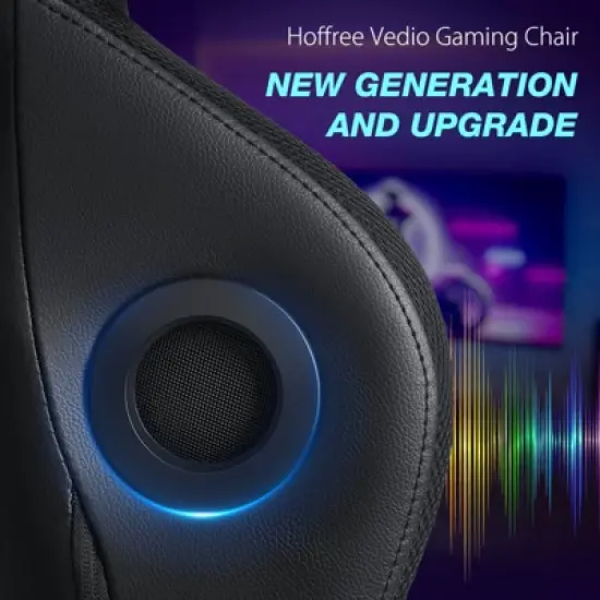 Hoffree Extra Large Massage Gaming Chair Ergonomic Office PC Chair with Bluetooth Speaker & RGB Light image {3}