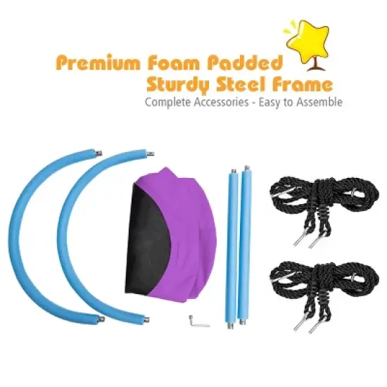 Infans 60" Saucer Tree Swing Surf Outdoor Adjustable Kids Giant Oval Platform Purple image {9}