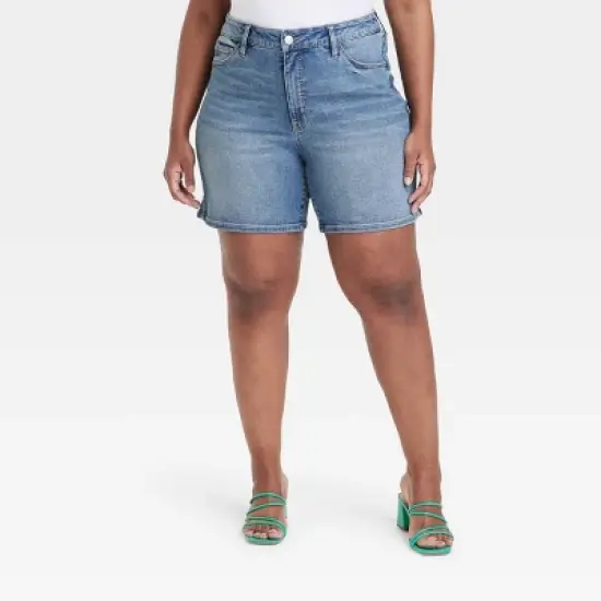 Women's High-Waisted Bermuda Jean Shorts - Ava & Viv&trade; image {3}
