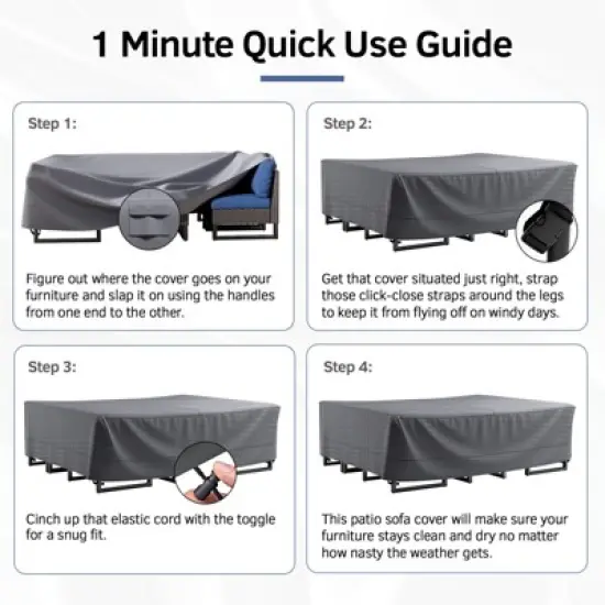 Buenhomino Rectangle Patio Furniture Cover Waterproof Outdoor Dining Table and Chair Cover Anti-UV Outside Sectional Sofa Set Covers image {4}