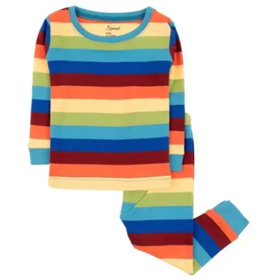Leveret Kids Two Piece Cotton Striped Boys Pajamas image {4}