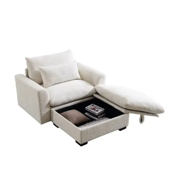 Corduroy Sofa Couch,Modular Sofa With Storage Ottoman,Deep Seat Couch,Sofa Couch For Living Room,Apartment-Cuddlewood image {4}