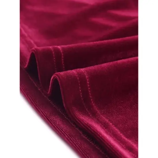 Agnes Orinda Women's Plus Size Velvet Winter Half Placket Pleat Long Sleeve Babydoll Dress image {4}