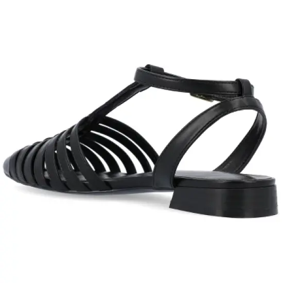 Journee Collection Womens Alivia Ankle Strap Block Heel Pointed Toe Flats image {6}