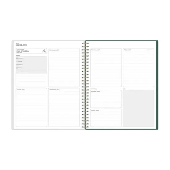 Blue Sky 8"x10" 2025-2026 Weekly/Monthly Spiral Planner Smooth Frosted Sammie Green image {4}