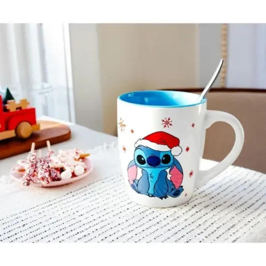 Silver Buffalo Disney Lilo & Stitch Santa Hat Jumbo Curved Ceramic Latte Mug | Holds 25 Ounces image {7}