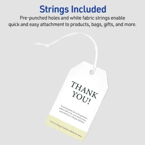 Avery Printable Tags with String, 2" x 3.5", 96 White Tags (22802) image {1}