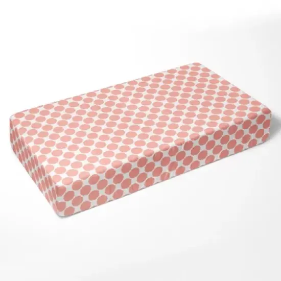 Bacati - Ikat Coral Dots Muslin 100 percent Cotton Universal Baby US Standard Crib or Toddler Bed Fitted Sheet image {1}