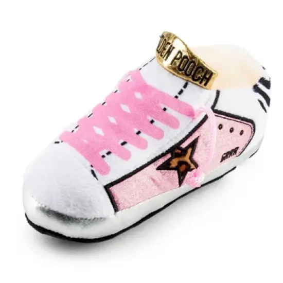 Haute Diggity Dog Golden Pooch Pink Tennis Shoe Plush Dog Toy with Squeaker image {2}