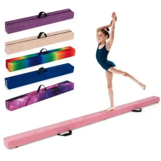 Costway 8 FT Folding Gymnastic Beam with Anti-slip Base Pine Wood Frame Carrying Handle Blue/Beige/Pink/Dark Purple/Purple/Multicolor image {14}