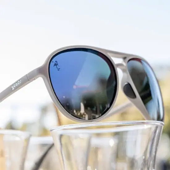 goodr Clubhouse Closeout Mach G Round Aviator Sunglasses: Polarized TAC Lenses, Plastic Frame, Adult Sizing image {3}