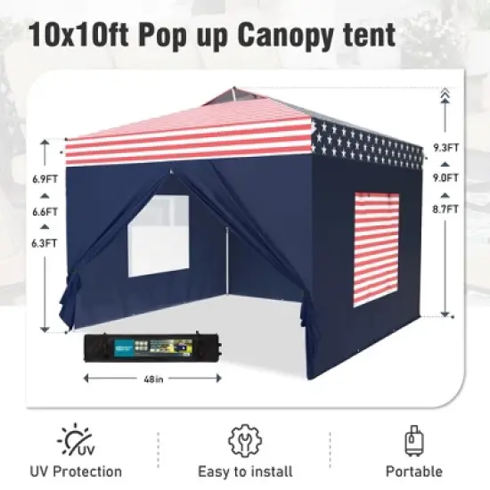 Captiva Designs 10&rsquo;x10&rsquo; Pop-Up Canopy Tent with Sidewalls &ndash; Easy Setup, Waterproof, and Ventilated for Outdoor Events and Parties image {8}