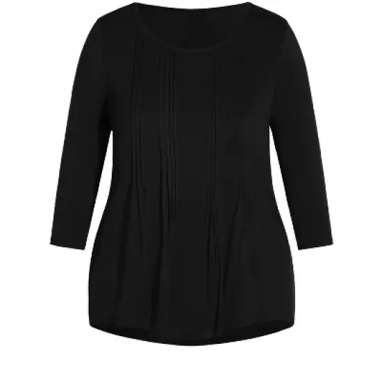 Women's Plus Size Milly Pleat Plain Top - black | AVENUE image {2}